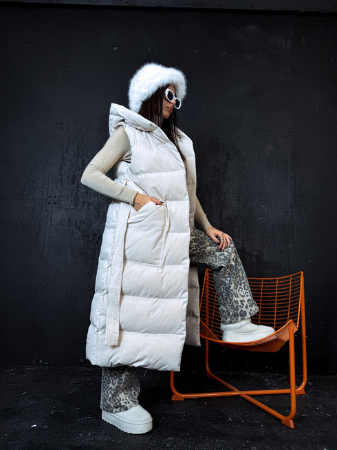 Long vest "FALL" FC27 - LIGHT BEIGE PRE-ORDER